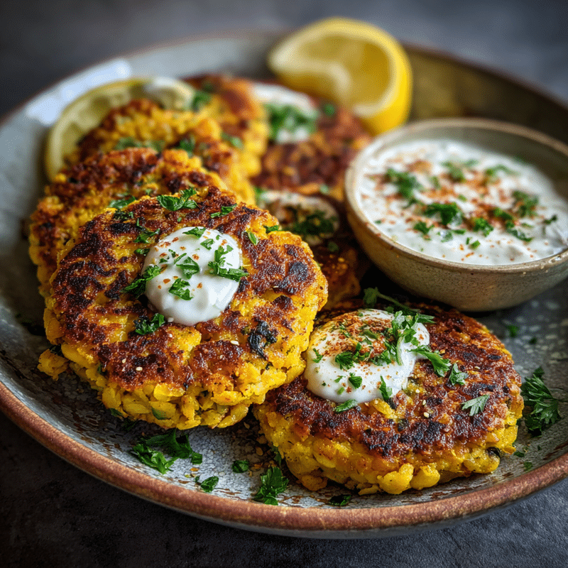 Tantalizing Lemon Chickpea Patties with Creamy Yogurt Sauce