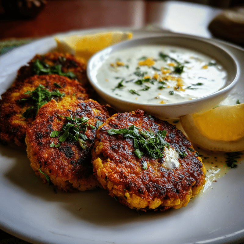 Tantalizing Lemon Chickpea Patties with Creamy Yogurt Sauce