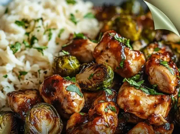 Air Fryer Sweet Chili Chicken and Brussels Sprouts