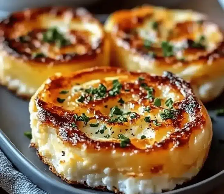 Delicious baked cottage cheese eggs served in a bright dish.