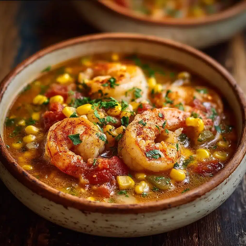 Creamy Seafood and Shrimp Chili served in a bowl with fresh ingredients.