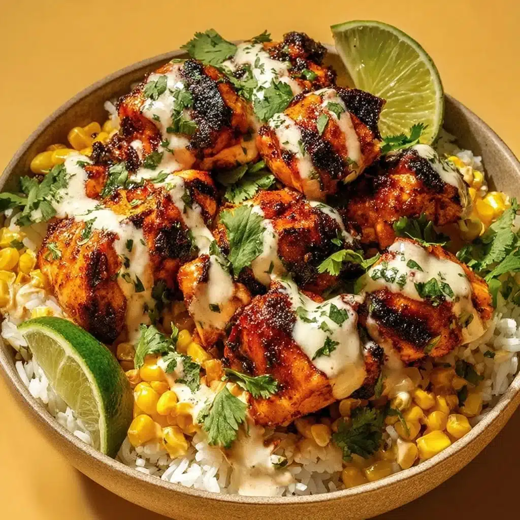 Delicious Easy Street Corn Chicken Bowl topped with fresh ingredients