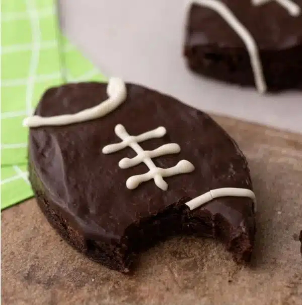 Fudgy football brownies decorated for game day