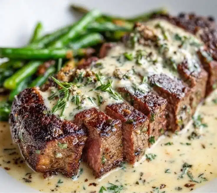Garlic Butter Steak With Parmesan Cream Sauce