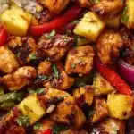 Delicious Hawaiian Chicken Sheet Pan meal with vibrant vegetables