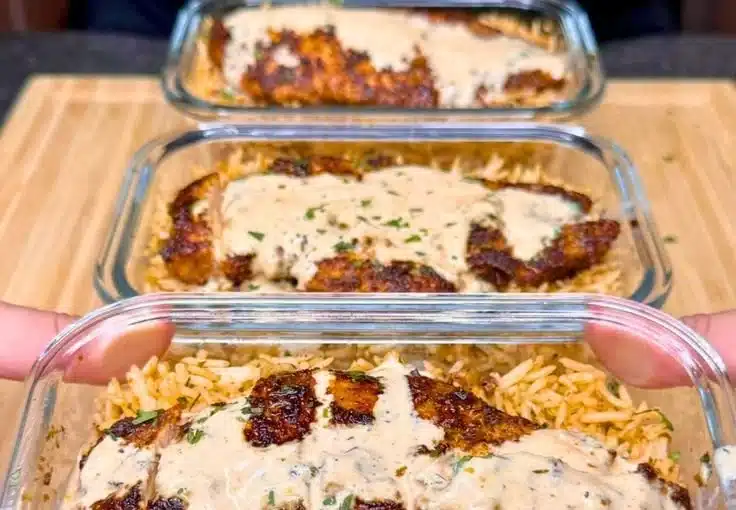 High Protein Creamy Cajun Chicken and Rice dish
