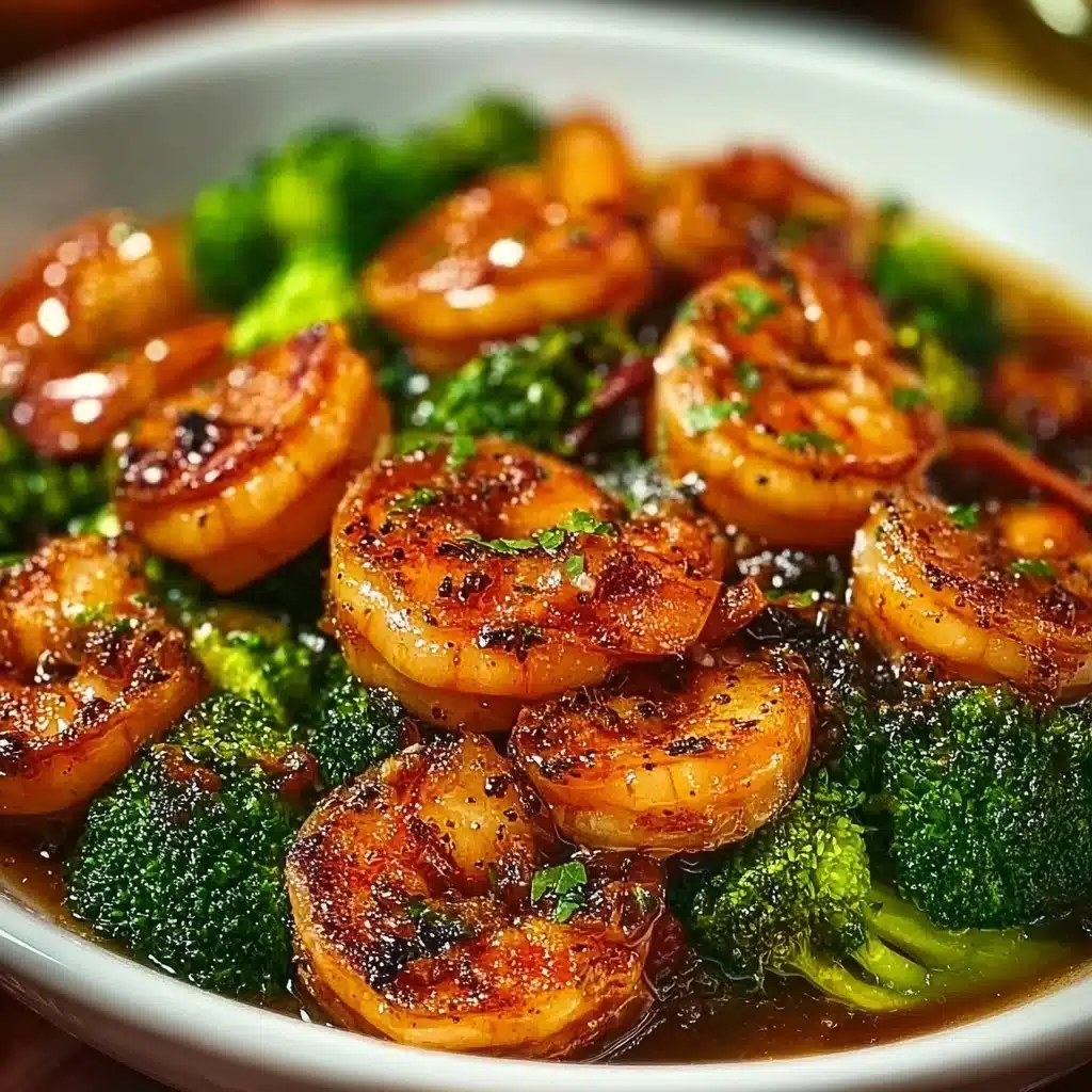 Delicious high-protein honey garlic shrimp served on a plate with vegetables.