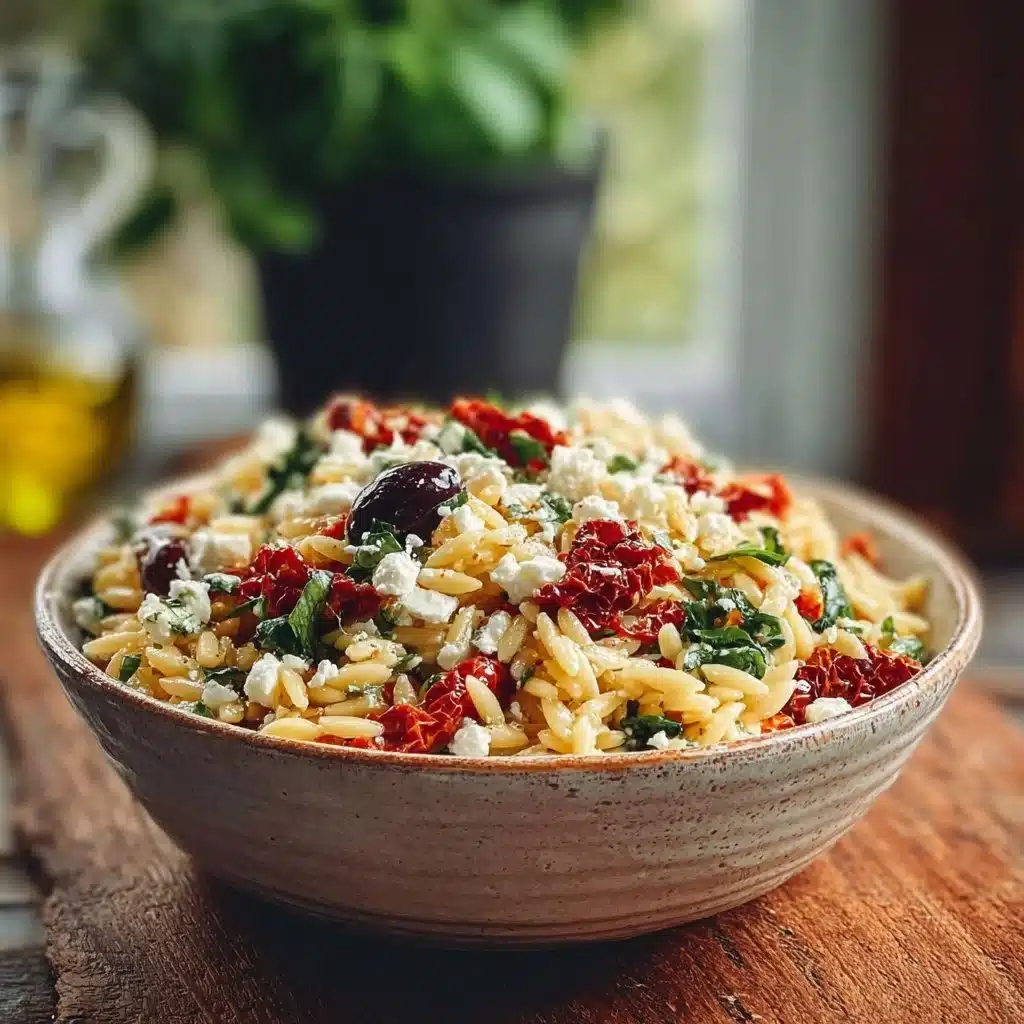 Homemade Orzo Pasta Salad with Feta and Sun-Dried Tomatoes