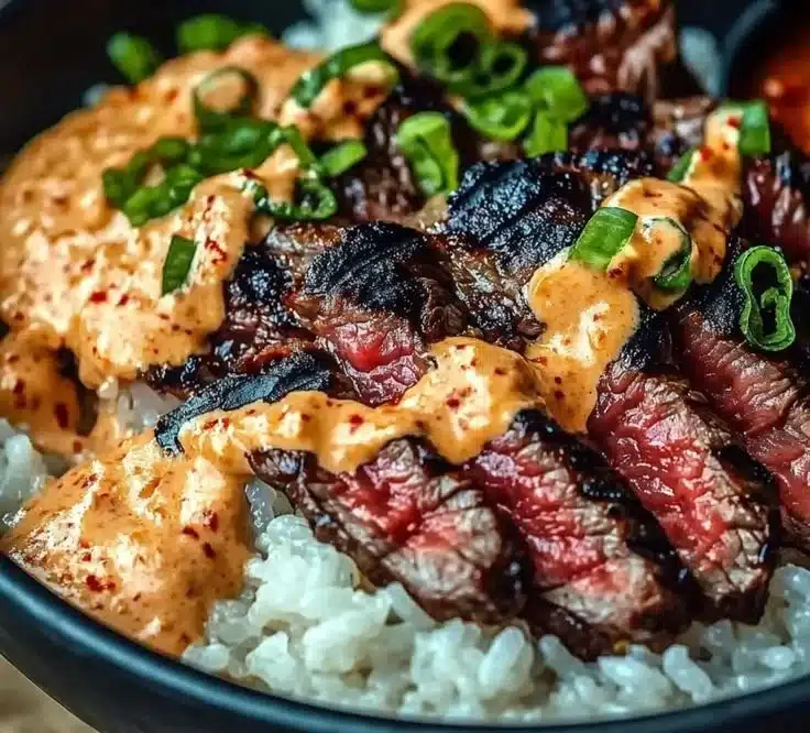 Irresistibly Easy Korean BBQ Steak Rice Bowls with Spicy Cream Sauce