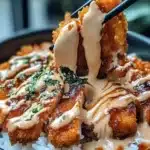 Delicious Japanese Katsu Bowl with crispy tonkatsu and savory sauce