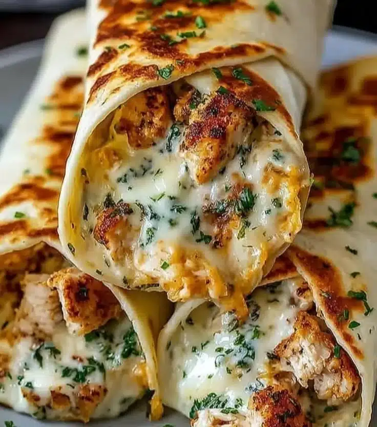 Low Carb Cheesy Garlic Chicken Wraps