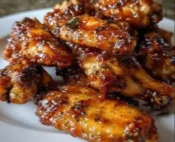 Pineapple-Teriyaki Chicken Wings garnished with sesame seeds and green onions