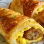Delicious sausage egg breakfast roll-ups ready to enjoy as a quick morning meal