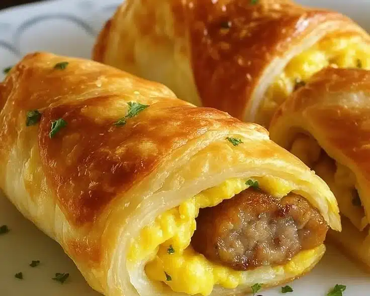 Delicious sausage egg breakfast roll-ups ready to enjoy as a quick morning meal