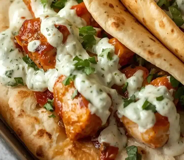 Sheet Pan Chicken Pitas with Herby Ranch Recipe