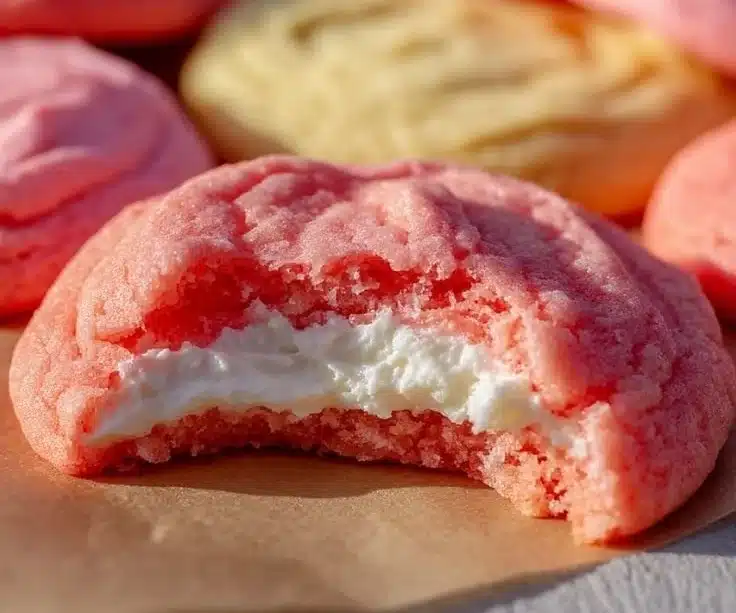 Delicious strawberry cheesecake cookies with fresh strawberries
