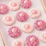 Soft and delicious Strawberry Kiss Cookies decorated for Valentine's Day