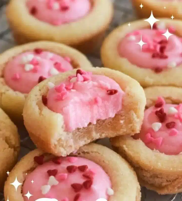 Delicious sugar cookie cups with frosting and sprinkles