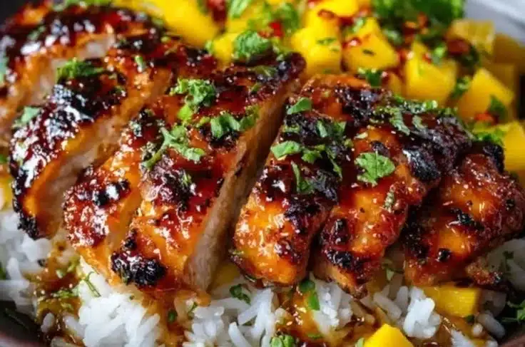 Sweet & Savory Asian Mango Glazed Chicken Twists