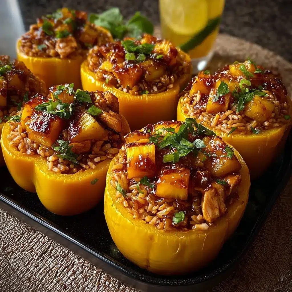 Teriyaki Pineapple Chicken and Rice Stuffed Peppers