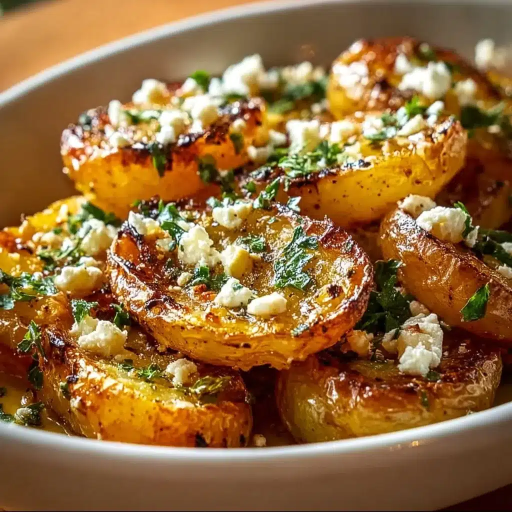 Crispy lemon Greek potatoes served on a plate