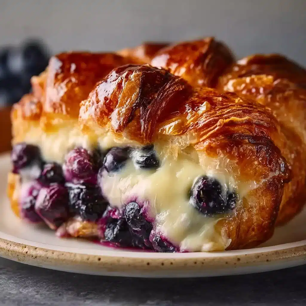 Blueberry Cream Cheese Croissant Casserole