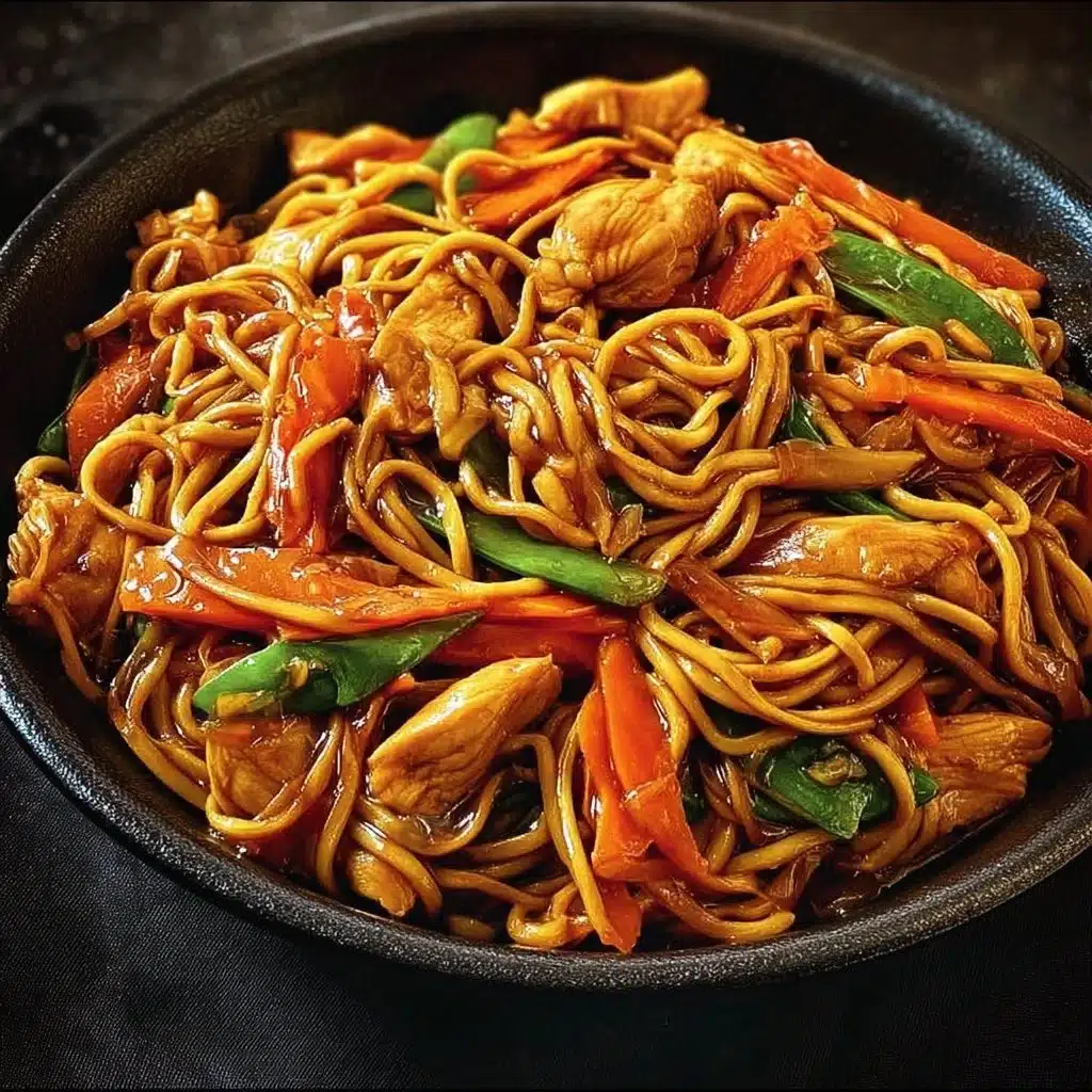 Delicious homemade Chicken Lo Mein served in a bowl