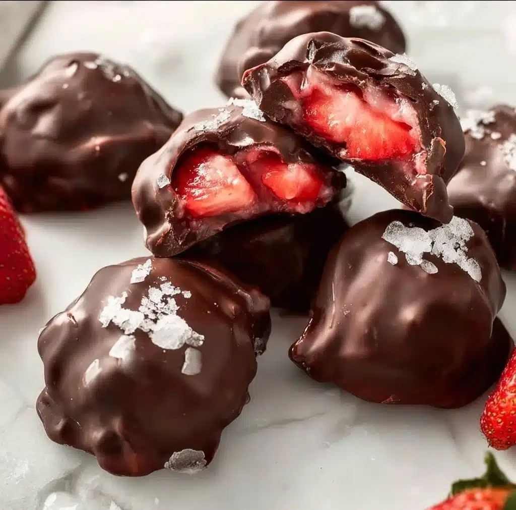 Chocolate Strawberry Frozen Yogurt Bites
