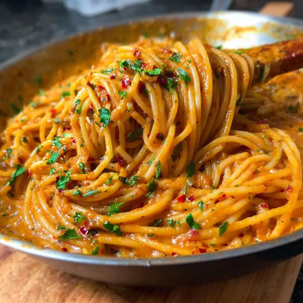 Delicious creamy caramelized onion pasta garnished with herbs on a plate.