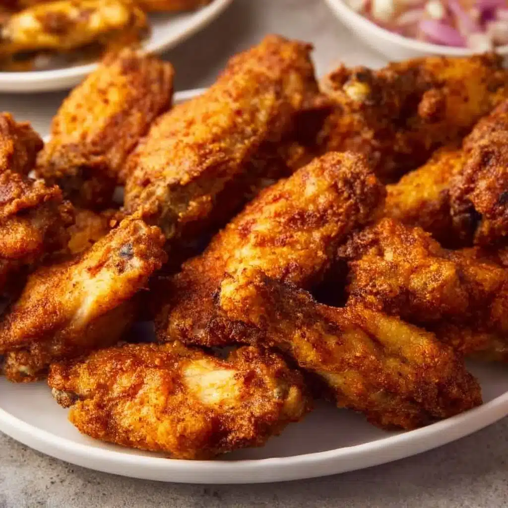 Crispy air fryer chicken wings served in a bowl with dipping sauce