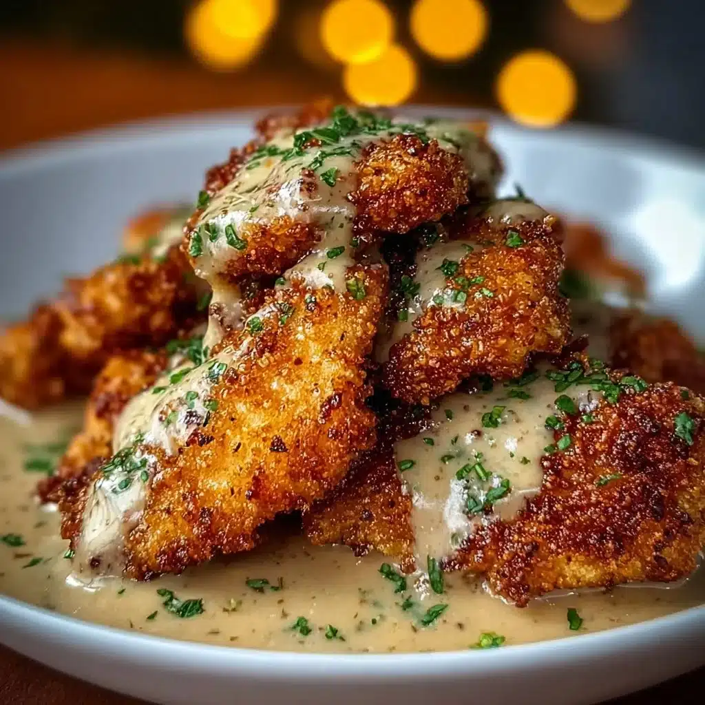 Crispy Parmesan Chicken with a Rich Garlic Sauce - Easy Dinner Idea