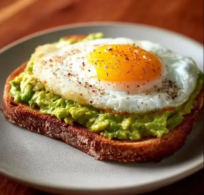 Delicious easy avocado toast topped with a perfectly cooked egg
