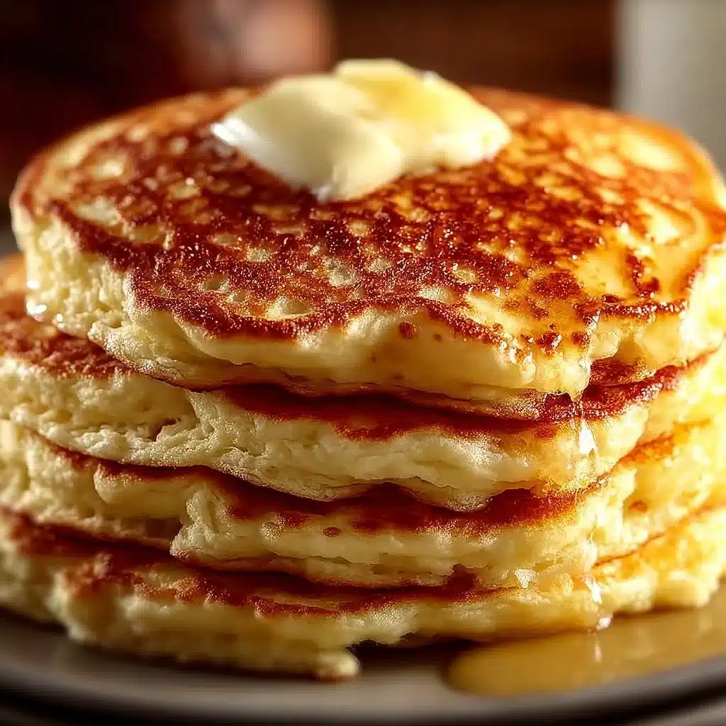 Flourless cottage cheese pancakes topped with fresh fruit and syrup