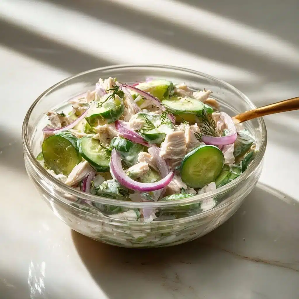 High-protein cucumber salad with fresh ingredients in a bowl