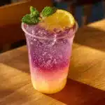 Refreshing Honey Lemon Pink Soda in a glass with lemon slices
