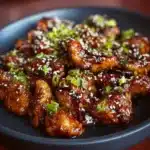 Delicious Korean chicken breasts served with a side of vegetables
