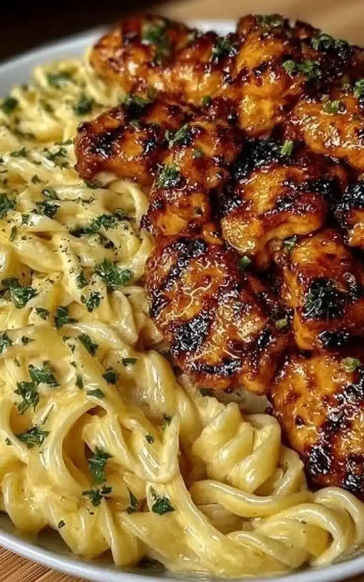 Lemon Garlic Butter Chicken with Creamy Parmesan Pasta is irresistible!
