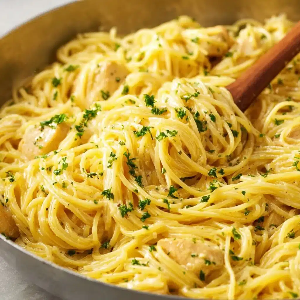 Plate of delicious Lemon Pasta garnished with lemon zest and parsley