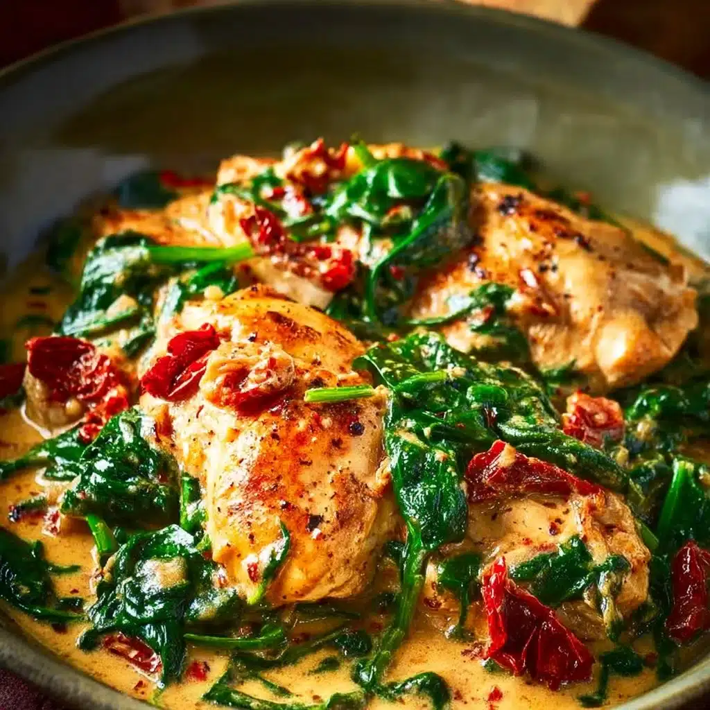 Delicious low carb creamy Tuscan chicken served on a plate
