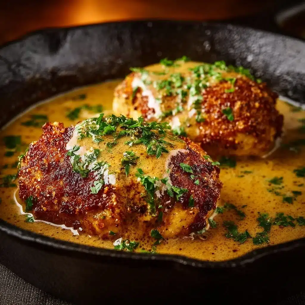 Melt-in-Your-Mouth Parmesan Crusted Chicken with Creamy Garlic Sauce