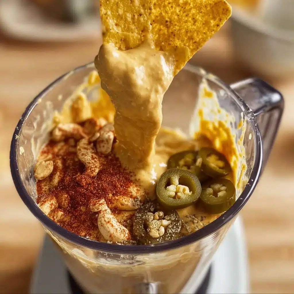 Delicious Nacho Cashew Cheese Sauce served with tortilla chips