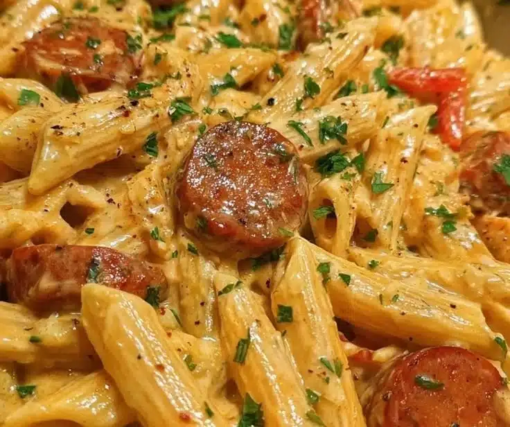 One-Pot Creamy Spicy Cajun Sausage Pasta