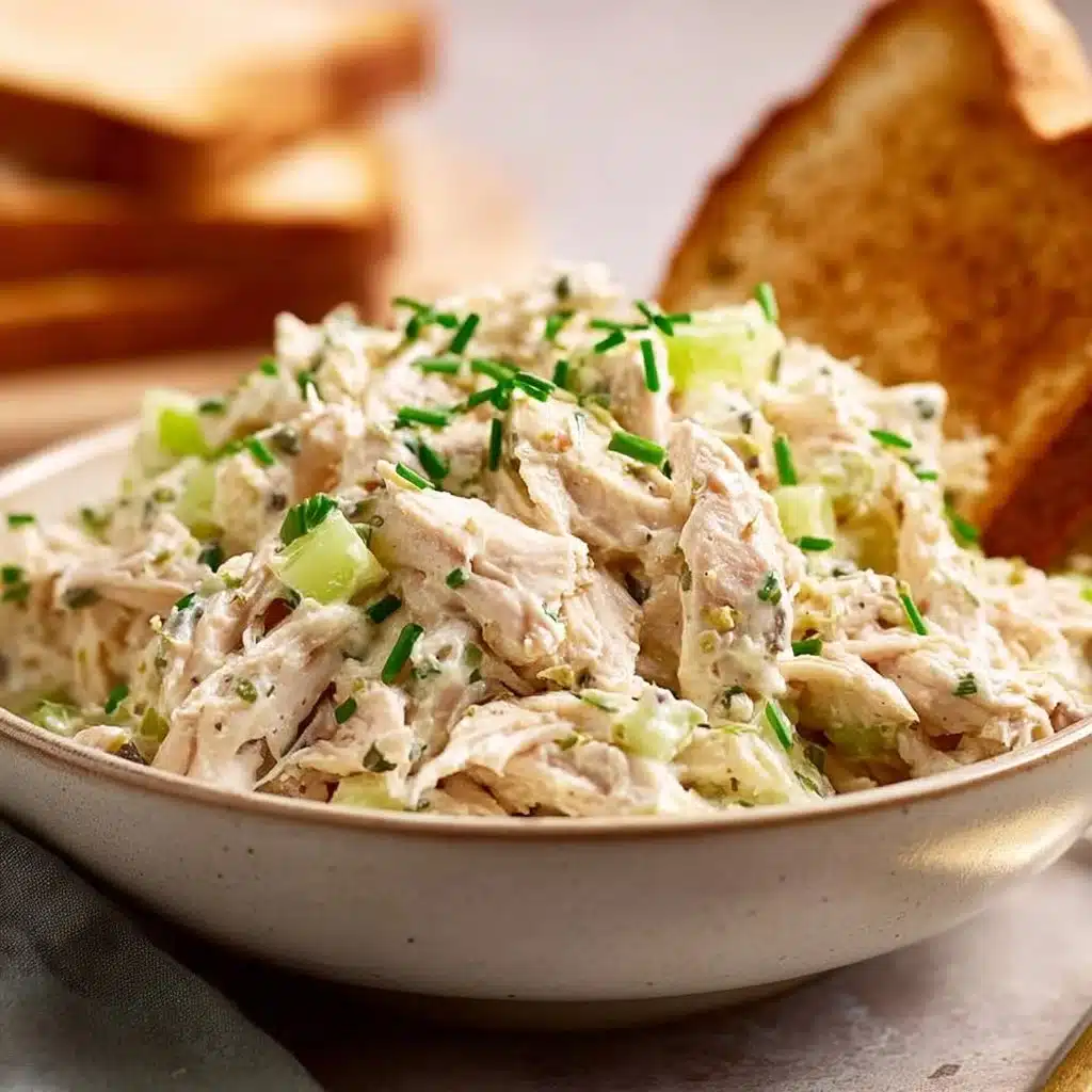 Delicious and simple chicken salad with fresh vegetables and herbs