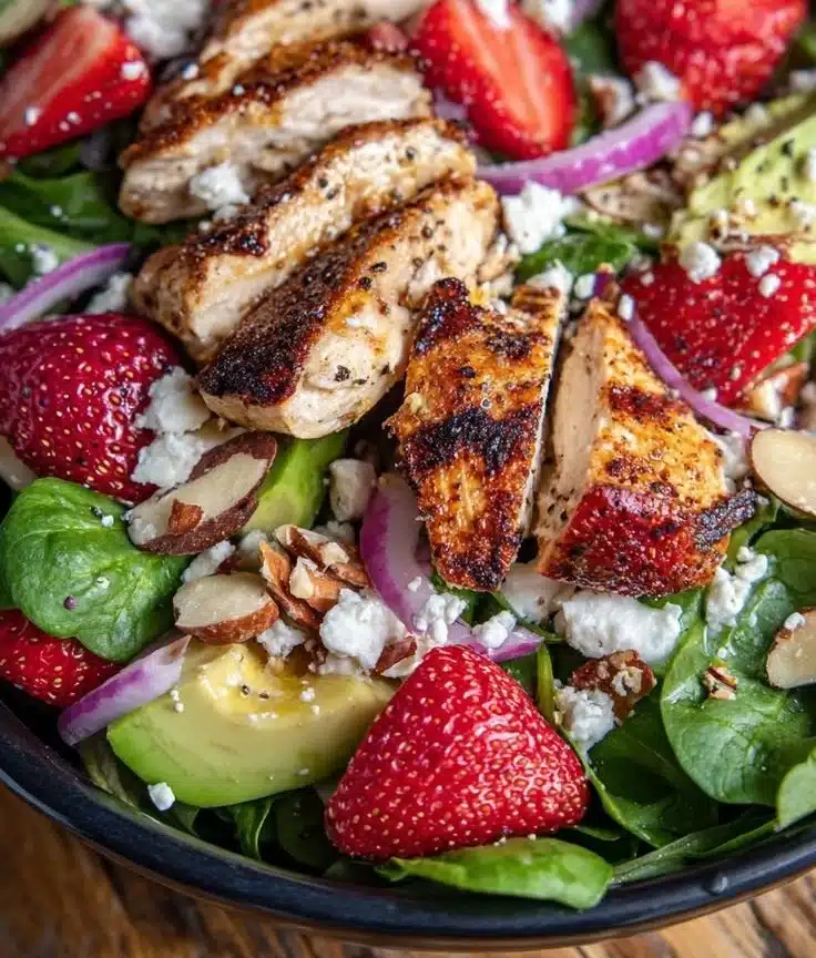 Strawberry Chicken Spinach Salad Recipe | 5-Star Fresh Favorite
