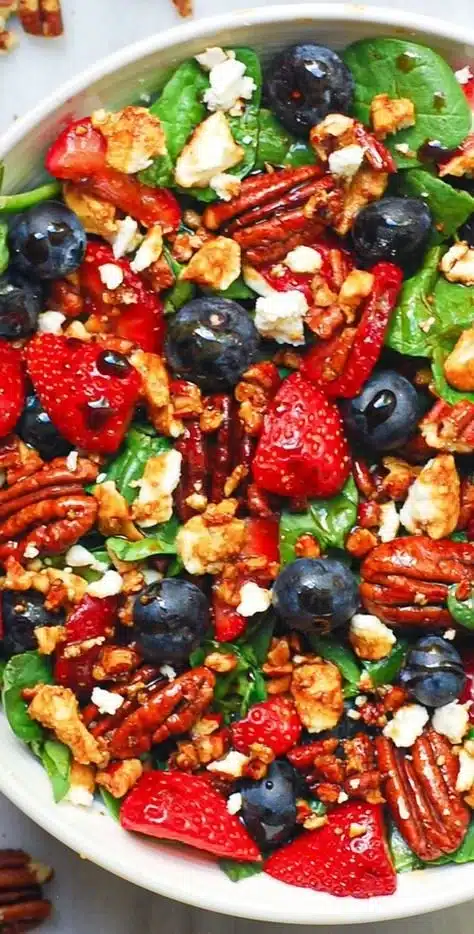 Strawberry Spinach Salad with Pecans and Feta