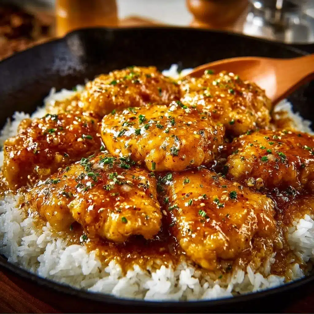 Plate of sweet and savory honey garlic chicken with vegetables