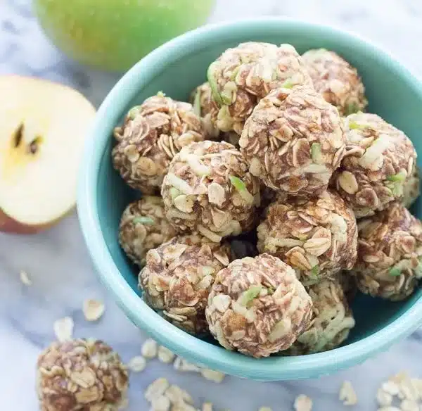Apple Cinnamon Cookie Energy Bites recipe with healthy ingredients
