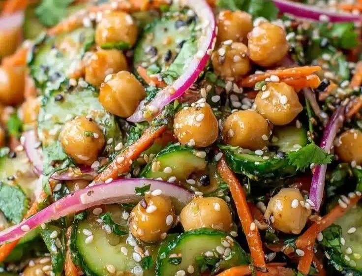 Asian Cucumber and Chickpea Slaw with Sesame Dressing