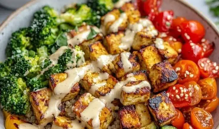 Baked Tofu and Veggie Bowl