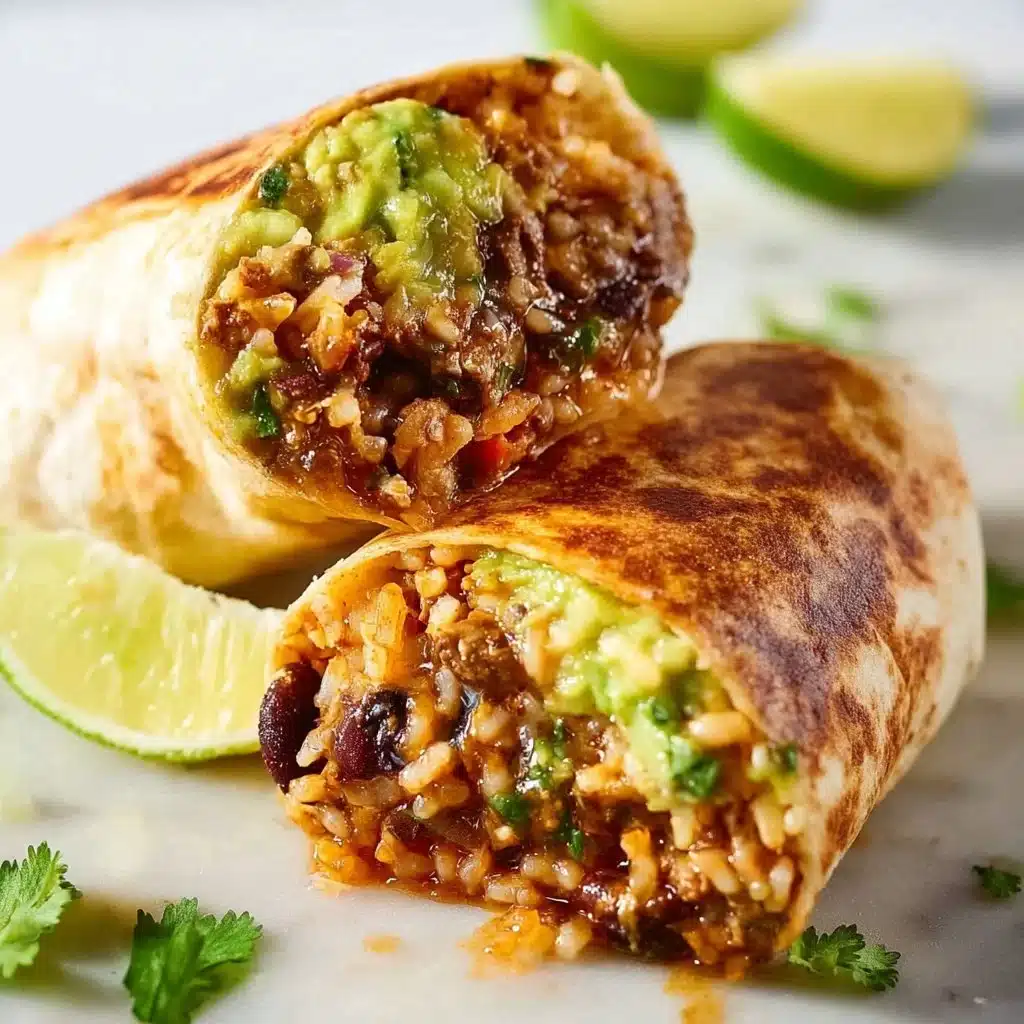 Delicious beef burritos with homemade chipotle sauce served on a plate.